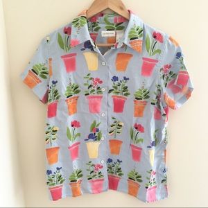 [vintage] Liz Claiborne potted plant shirt